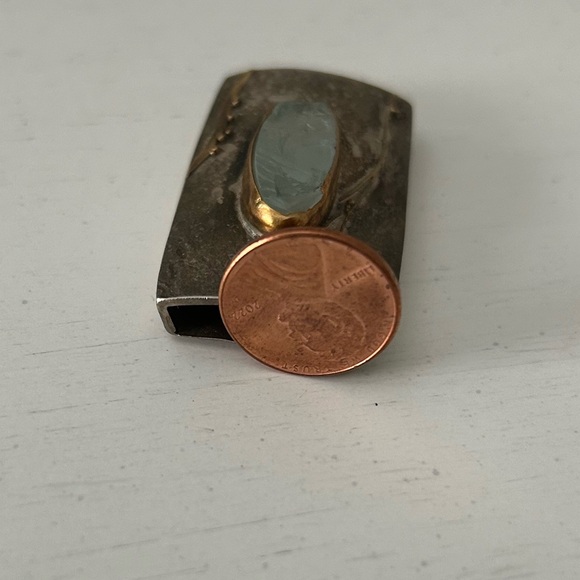 Sterling Silver and Gold Tone Coppery Gemstone Statement Piece - Picture 11 of 16